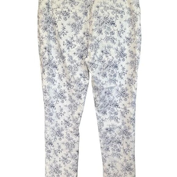 MARIO SERRANI Italy Stretch Pretty Light Blue Floral Ankle Crop Pants Size 14 - Picture 2 of 10